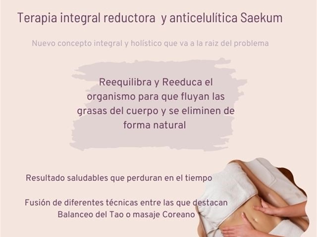 Terapia integral reductora y anticelulítica Saekum